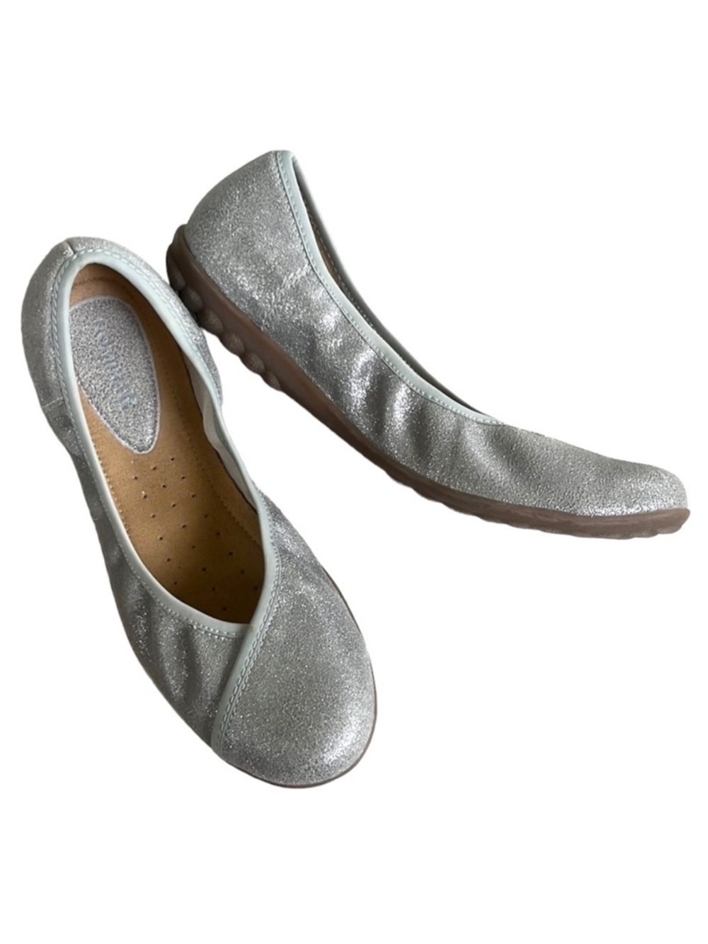 EUC Romika Leather Flats Silver Size 9 - 9.5
